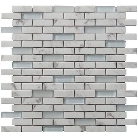 INTREND TILE 065 x 2 in Carrara Stone Tranquility Linear Mosaic Blend NS020D